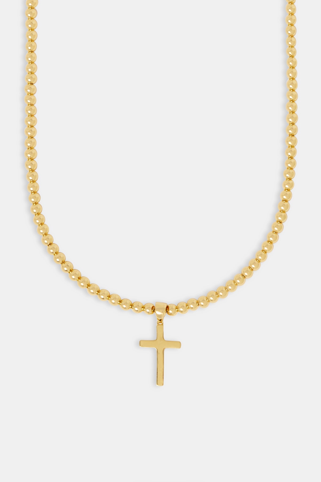 Polished Cross Bobble Chain Necklace - 25mm - Gold